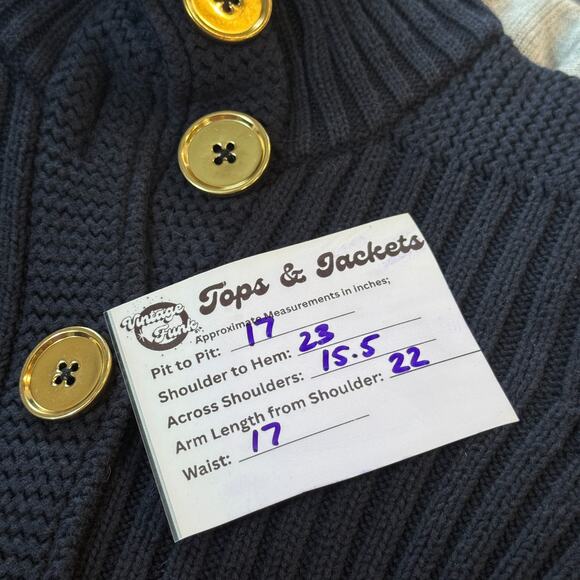 Talbots Petites Pima Cotton Rib Knit Cardigan Sweater Navy Blue Size Small - Picture 11 of 11